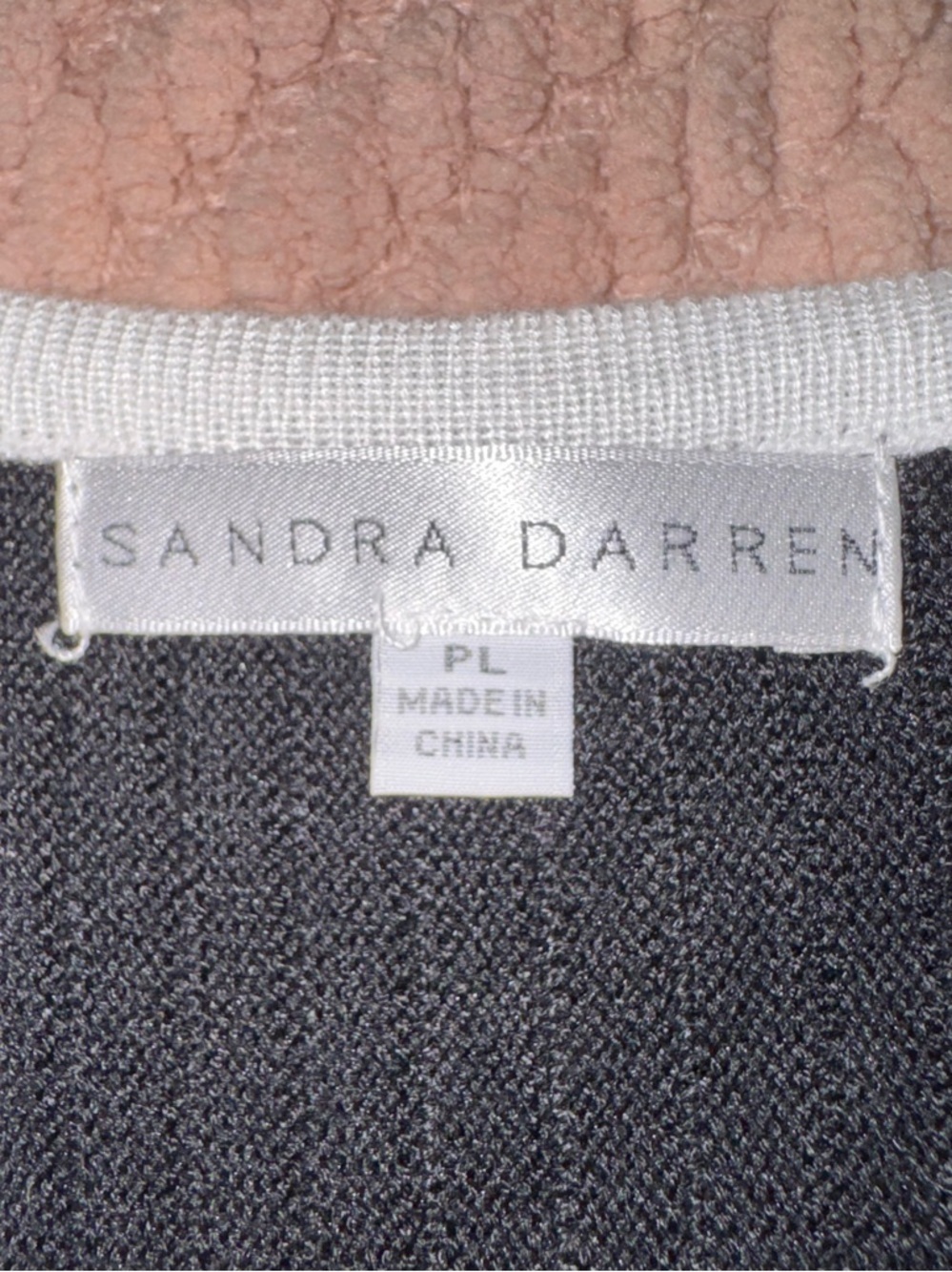 Sandra Darren Black White Sweater Dress A-Line Contrast Trim Button PL NWT - Picture 7 of 16